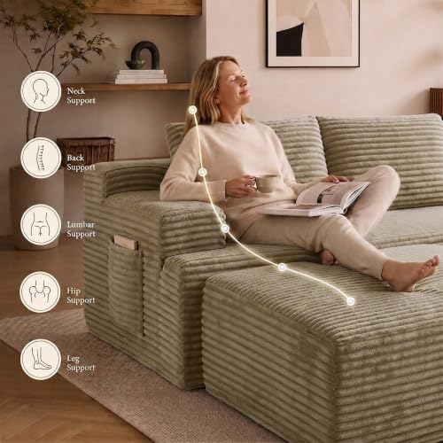 Boneless Cloud Couch in Fluffy Corduroy, view 5