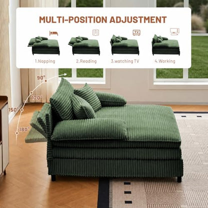 55" W Reclining Chaise Lounge Chair Indoor with 4-Gear Adjustable Backrest, view 4