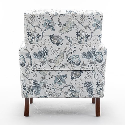 Contemporary Accent Arm Chair with Birch Wood Frame and Velvet Upholstery, Armchair for Office and Living Room Decor, Removable Cushions, 07 Printed Fabric