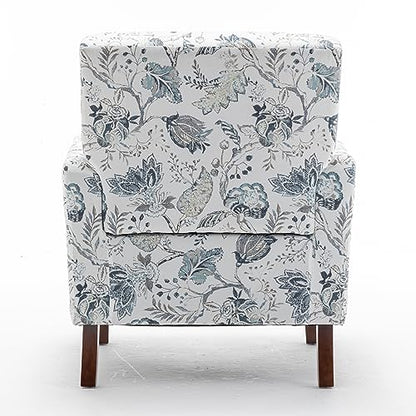 Contemporary Accent Arm Chair with Birch Wood Frame and Velvet Upholstery, Armchair for Office and Living Room Decor, Removable Cushions, 07 Printed Fabric