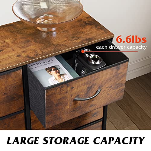 Dresser for Bedroom with 6 Drawers, Rustic Brown Wood Grain Print, view 6