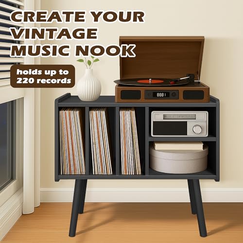 Montex Record Player Stand with Vinyl Storage, view 4