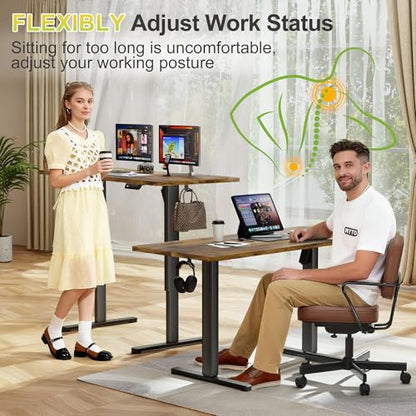 45 Inches Electric Standing Desk, Home Office Desk with Phone Holder, view 7