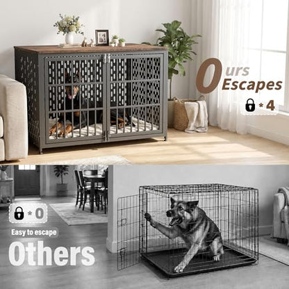 Heavy Duty Dog Crate Furniture 48 Inch, Decorative Dog Cage, Rustic Brown, view 6