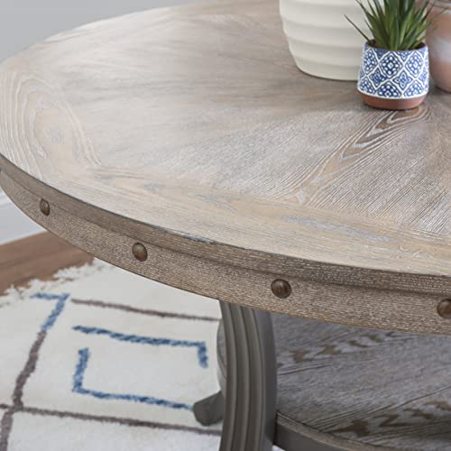 Powell Franklin Pewter Metal and Rustic Wood Table Dining