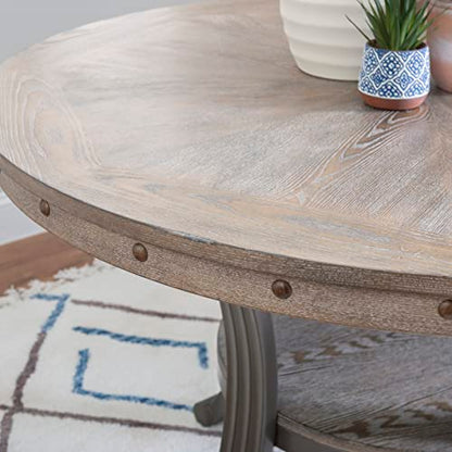 Powell Franklin Pewter Metal and Rustic Wood Table Dining