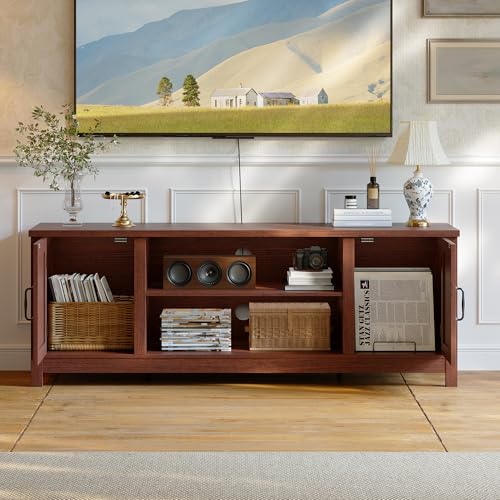 54" Farmhouse TV Stand with Storage Cabinet and Open Shelves, view 7