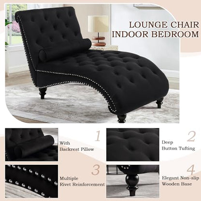 Velvet Chaise Lounge Chair Indoor, view 7