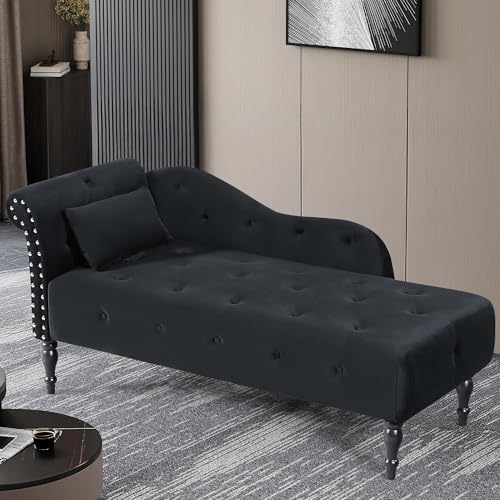 Modern Velvet Upholstered Chaise Lounge Indoor Button Tufted Chaise Lounge, view 2