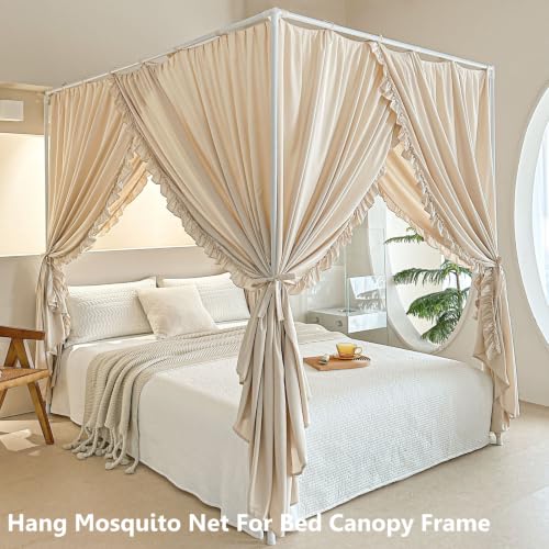 AIKASY Metal Canopy Bed Frame Kit 4 Post Curtain Holder, view 3
