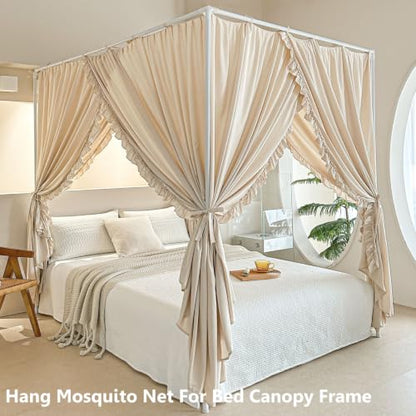 AIKASY Metal Canopy Bed Frame Kit 4 Post Curtain Holder, view 3