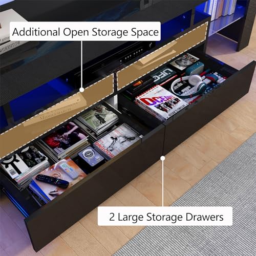 70in TV Stand for 75/80 inch TV, Modern LED TV Stand for Living Room, view 4