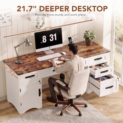 Farmhouse Executive Desk with Drawers, view 5
