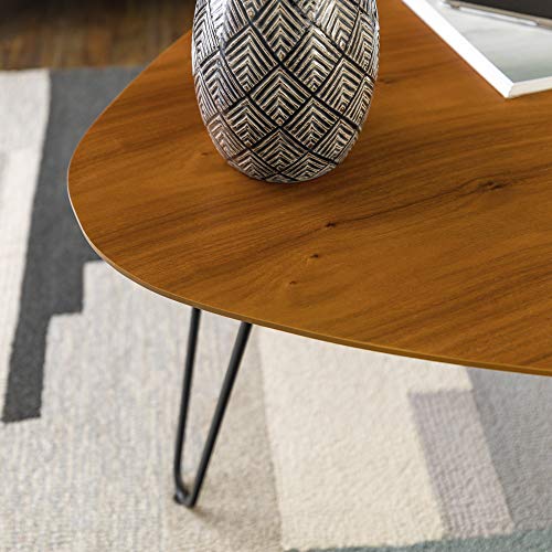 Mid Century Modern Hairpin Coffee Table Living Room Accent Ottoman Storage Shelf, 32 Inch, Walnut