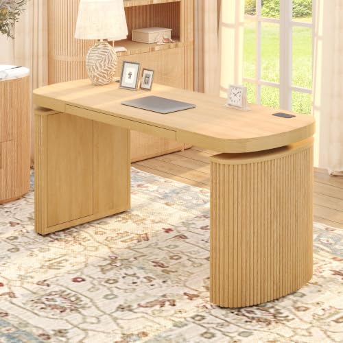FLEXISPOT 55 x 24 Inch Executive Standing Desk with Drawer, Natural, view 2