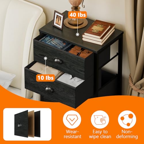 Black Bedroom Dresser, Tall Chests of Drawers with 7 Fabric Bins, view 6