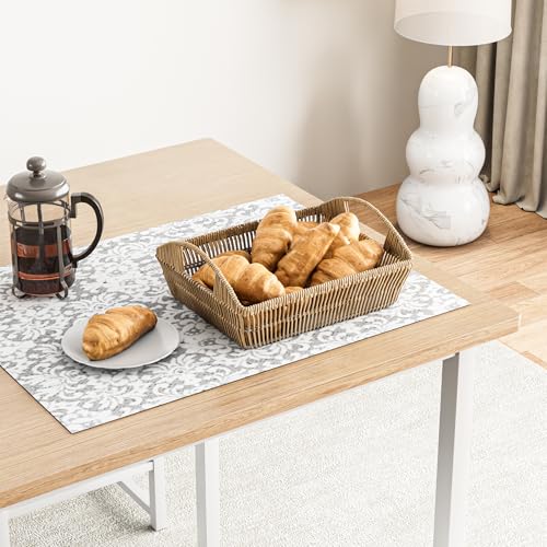 Kitchen Table and Chairs for 4, Dining Room Set with PU Chairs/Stools, Heavy-Duty Metal Frame, Wooden Tabletop, Space-Saving Design for Small Spaces, Easy Assembly, Oak