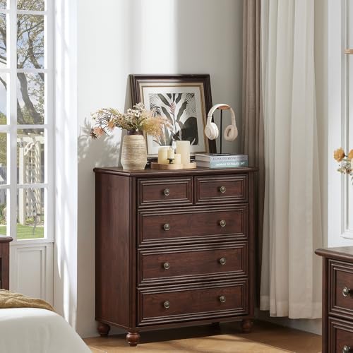 Farmhouse 5 Drawer Dresser for Bedroom, 35.5" Small Dressers, view 6
