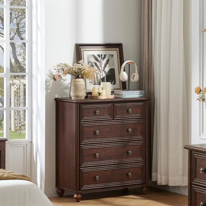 Farmhouse 5 Drawer Dresser for Bedroom, 35.5" Small Dressers, view 6