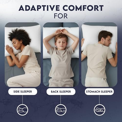 Gusset Bed Pillow, Hotel Pillows Queen Size Set of 2, White, view 6