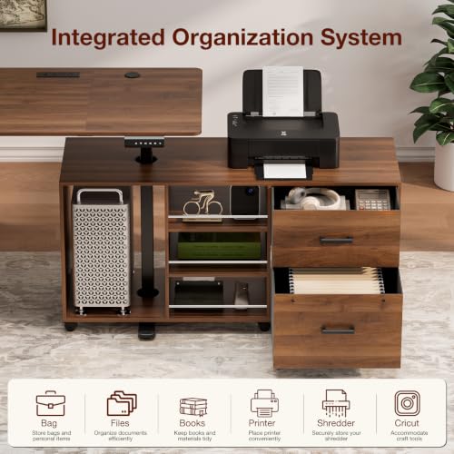 63" Electric L-Shaped Standing Desk with Drawers & Power Outlet, view 6