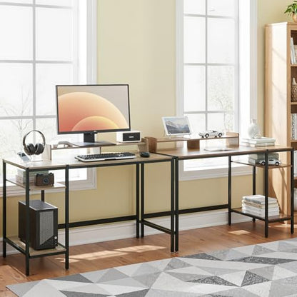 47-inch Computer Desk with Storage Shelf - Gray Ideal Gaming Desk for Bedrooms, Small Spaces, and Home Offices Modern Writing Desk for PCs.