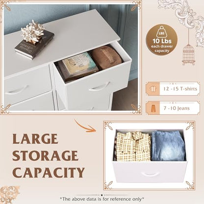 Dresser for Bedroom with 6 Drawers, White, view 5