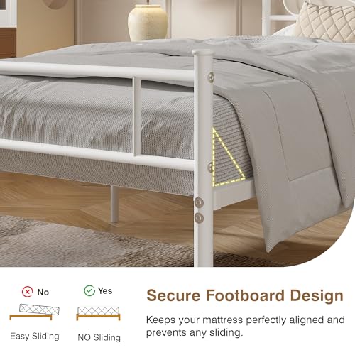 14 Inch Full Size Metal Platform Bed Frame with Headboard and Footboard, view 7