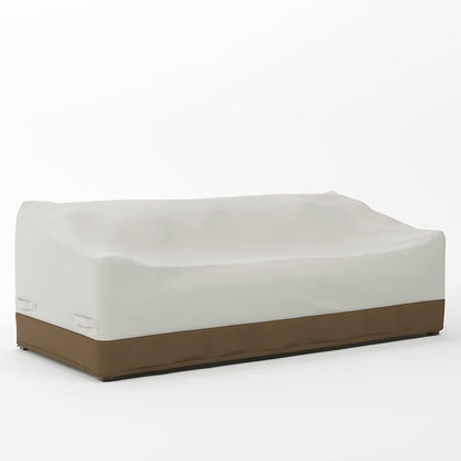 3-Seater Outdoor Patio Furniture Couch Sofa Cover, Waterproof, Anti-UV, Wind Resistant Furniture Protector, Beige/Tan