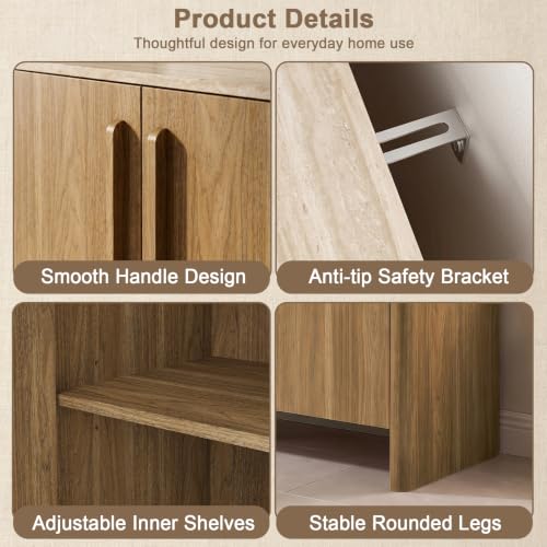 Modern Sideboard Buffet Cabinet, 63" Storage Cabinet with 3 Door, view 6