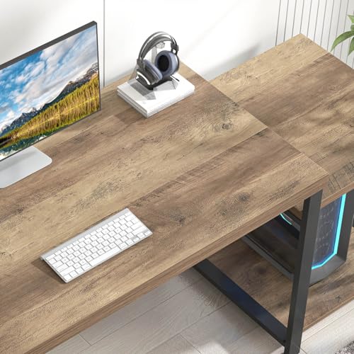 63 Inch Large Computer Desk with Printer Space & PC Tower Stand, view 5