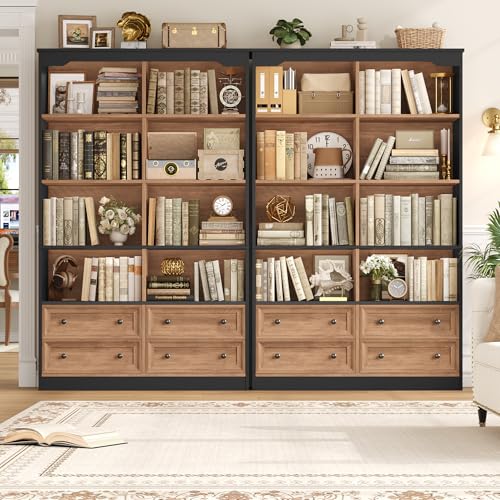 71" Tall Bookshelf with 4 Drawers Large Bookshelf Office Bookcase, view 6