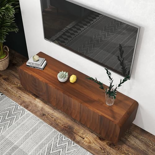 58" TV Stand with Storage, Spiral Wave Media Console with Drawers and Doors, view 6