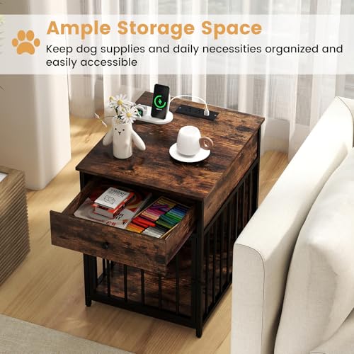 Dog Crate End Table with Charging Station, view 4