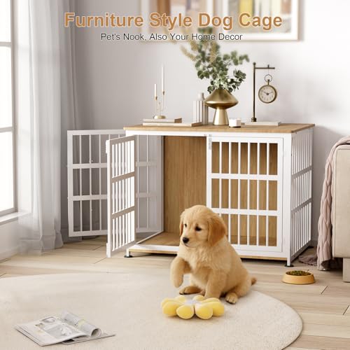 42" Furniture Style Large Dog Crate with Wheels, view 7