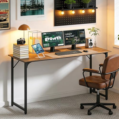 Computer Desk,Home Office Desk, Modern Simple Style for Home Office Study Writing (Brown, 55 Inch)