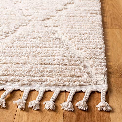 SAFAVIEH Area Rug 8x10 - Marrakesh Collection - Large - Beige, Moroccan Trellis Design with Tassel Detail, Non-Shedding & Easy to Clean, Ideal for Living Room, Bedroom, Dining Space (MRK517C)
