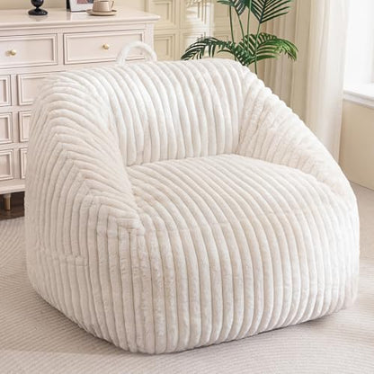 Giant Bean Bag Chair for Adults and Kids, Large Comfy Cozy Beanbag, Floor Sofa for Teens, Living Room, Gaming, Reading, Beige