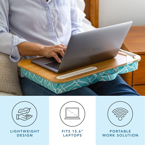 Designer Lap Desk – Aqua Trellis, Fits 15.6” Laptops, view 4