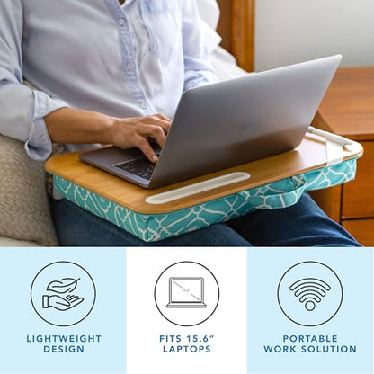 Designer Lap Desk – Aqua Trellis, Fits 15.6” Laptops, view 4