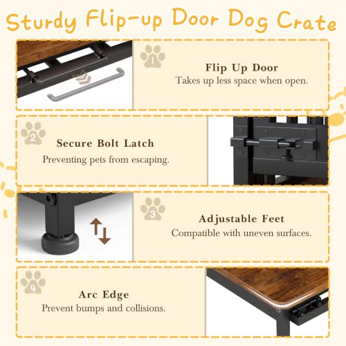 31.5IN Dog Crate Furniture, Wooden Dog Kennel with Flip-Up Door, view 6
