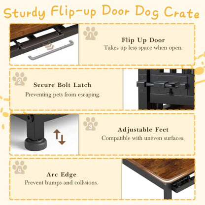 31.5IN Dog Crate Furniture, Wooden Dog Kennel with Flip-Up Door, view 6