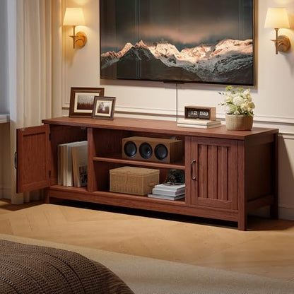 54" Farmhouse TV Stand with Storage Cabinet and Open Shelves, view 6