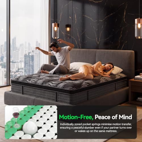 10 Inch King Hybrid Mattress with Gel Memory Foam & Pocket Springs, view 3