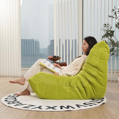 Fireside Chair, Mid Century Armless Floor Sofa, Soft Premium Corduroy Floor Lounge Chair, Foam Sofa Accent Chair for Living Room Bedroom and Office, Lime