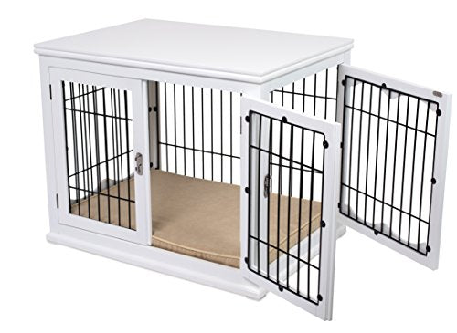 Decorative Dog Kennel with Pet Bed, Small Indoor Pet Crate, Double Door Design, view 7