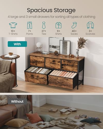 SONGMICS Dresser for Bedroom, Wide Dresser with 5 Fabric Drawers, view 5