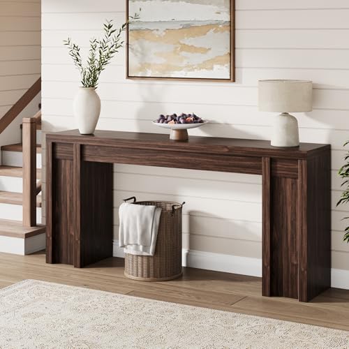 70.9-Inch Entryway Table, Wooden Farmhouse Console Table, Thick Sofa Table Behind Couch Table, Long Console Tables for Entryway Living Room, Walnut
