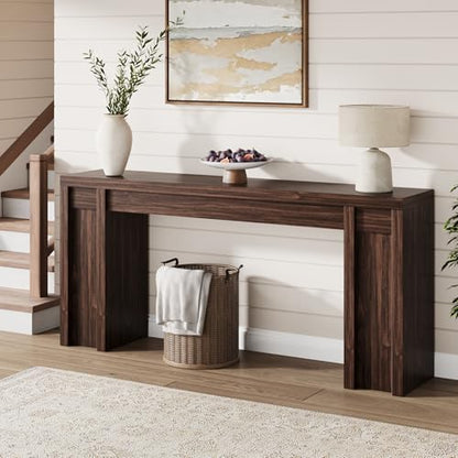 70.9-Inch Entryway Table, Wooden Farmhouse Console Table, Thick Sofa Table Behind Couch Table, Long Console Tables for Entryway Living Room, Walnut