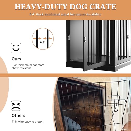 Dog Crate Furniture, Wooden Dog Kennel with Cushion, Dog Crate End Table Large, view 4